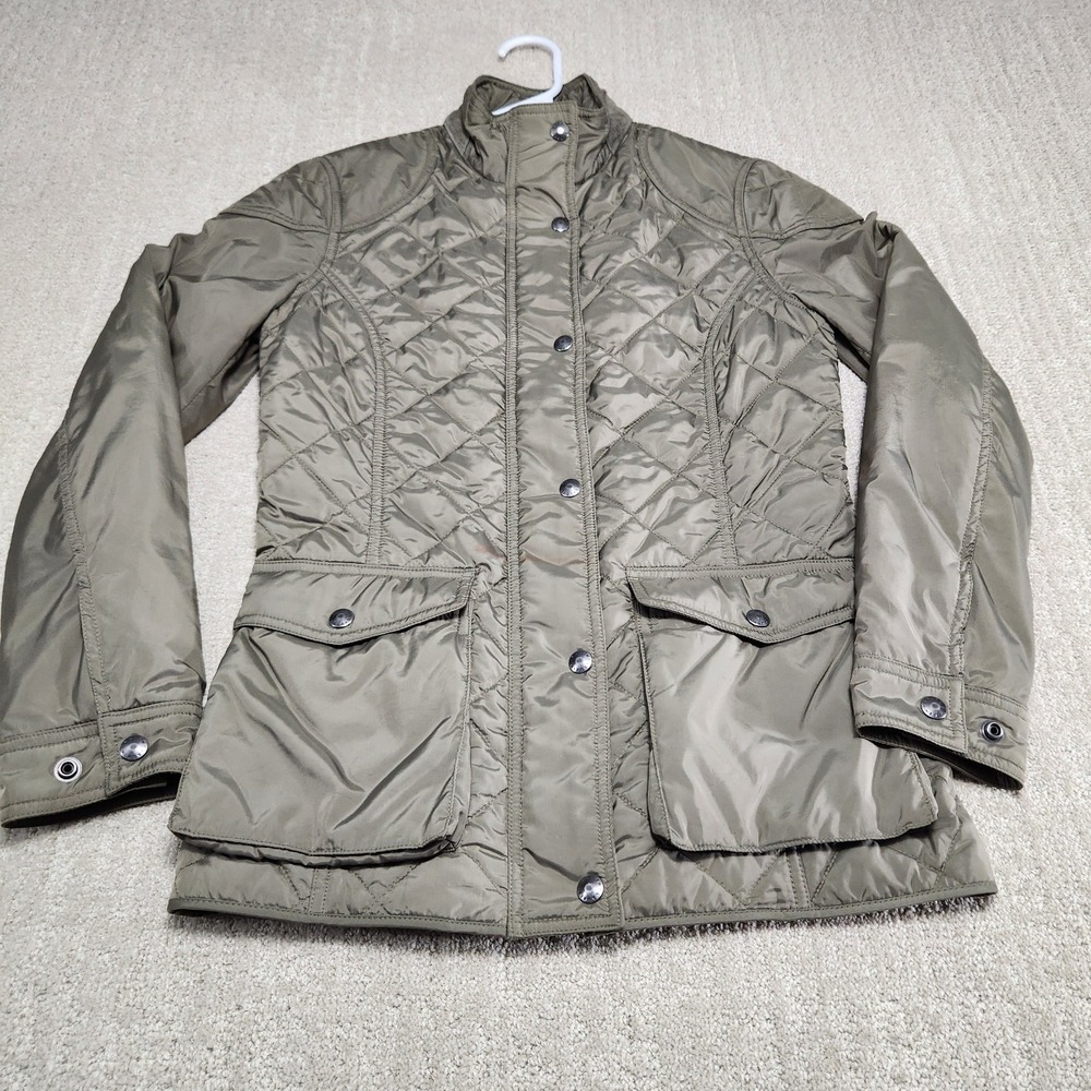 Ralph Lauren Quilted Jacket Women Small Polo Golf Olive Green Military Gorp Work